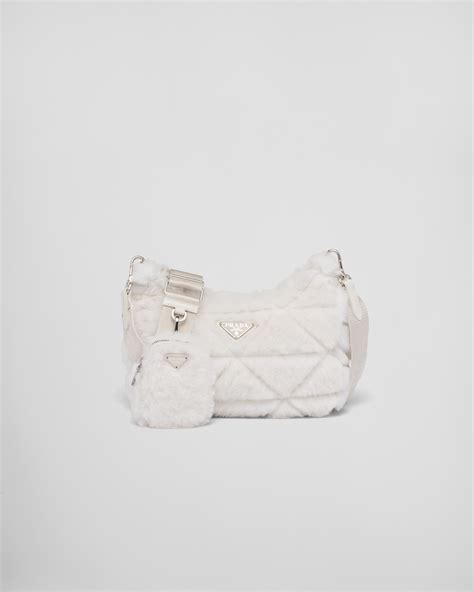 fluffy white prada bag